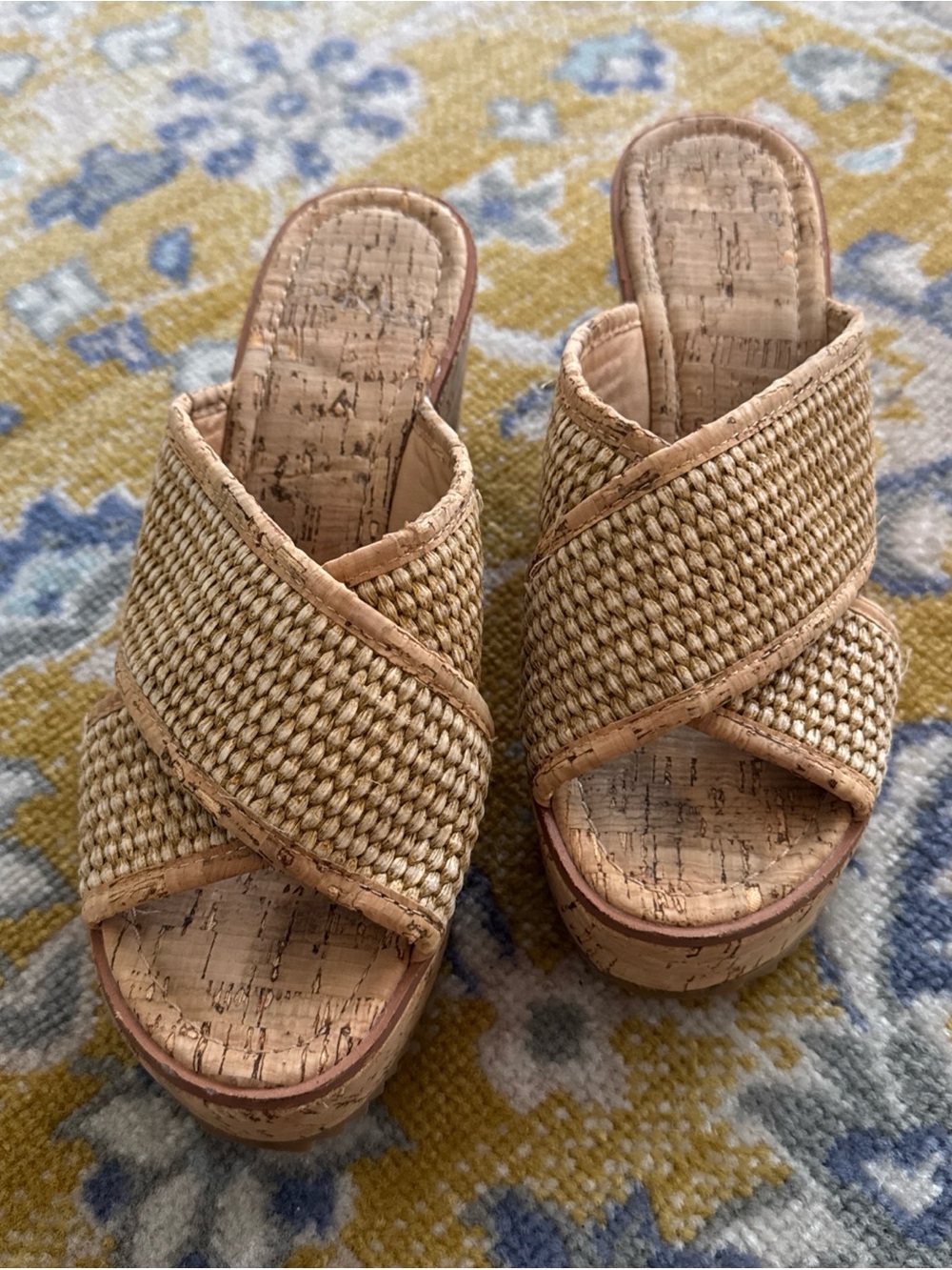 Donald J. Pliner Tan Woven Crisscross Platform Sandals